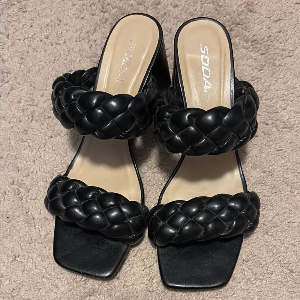 Soda Women's Black Braided Sandals